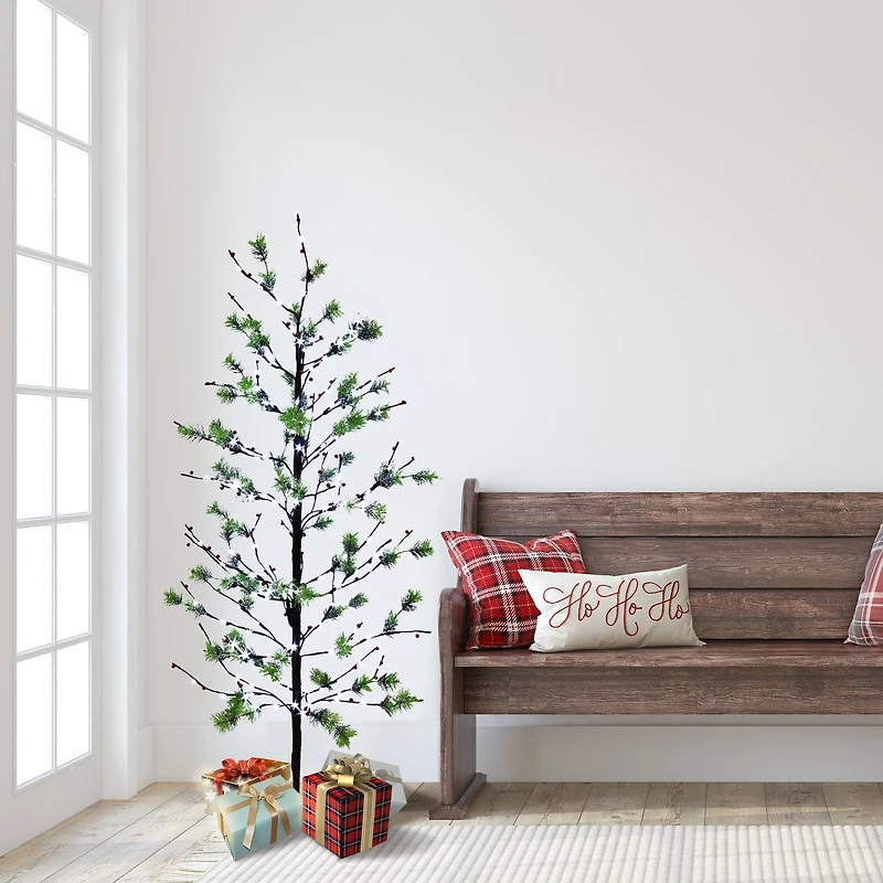 5ft. Pre-Lit Twig Tree, White LED Twinkle Lights
