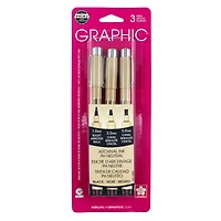 Sakura Pigma Graphic Pen Set, 3-Pens, Black