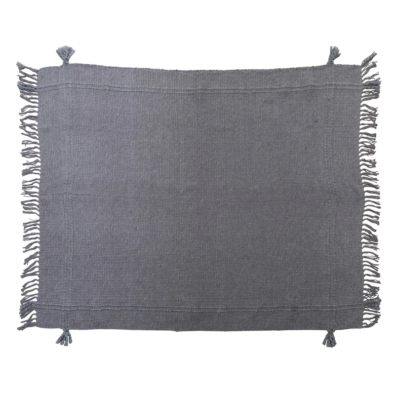 Hello Honey® Woven Cotton Blend Throw Blanket with Fringe and Tassels, Charcoal