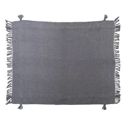 Hello Honey® Woven Cotton Blend Throw Blanket with Fringe and Tassels, Charcoal