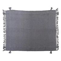 Hello Honey® Woven Cotton Blend Throw Blanket with Fringe and Tassels, Charcoal