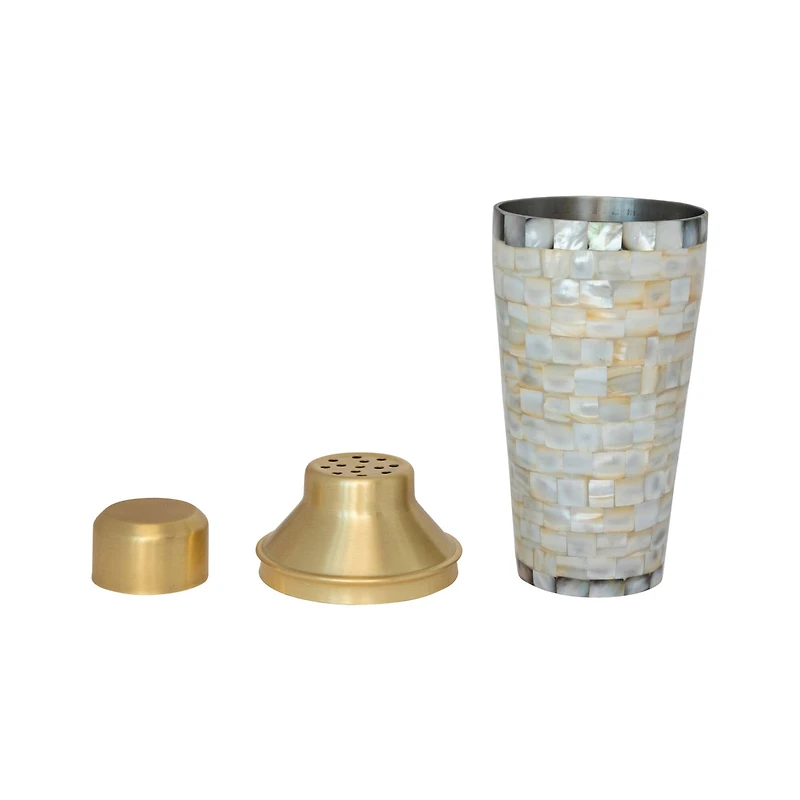 Hello Honey® 24oz. Gold Finish Stainless Steel & Natural Mother of Pearl Inlaid Cocktail Shaker