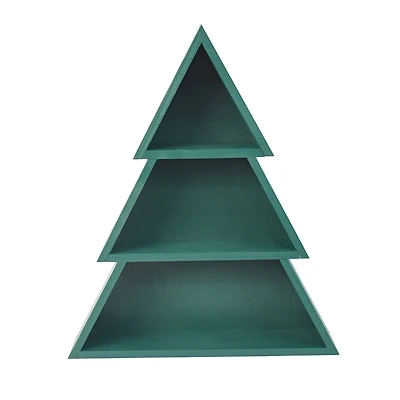 17" Green Wood Christmas Tree Tabletop Cubby by Ashland®