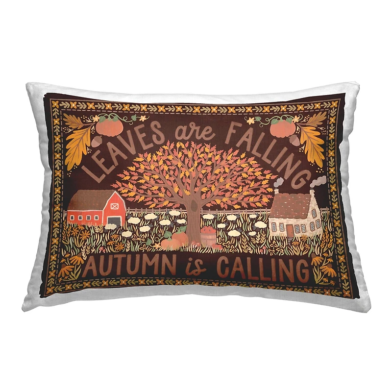 Stupell Industries Leaves Falling on Brown Decorative Printed Throw Pillow
