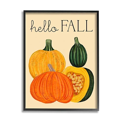Stupell Industries Hello Fall Harvest Gourds Framed Giclee Art