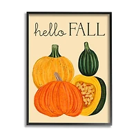 Stupell Industries Hello Fall Harvest Gourds Framed Giclee Art