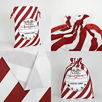 Personality Case™ 17" x 26" & White Stripe Cotton Christmas Drawstring Bag
