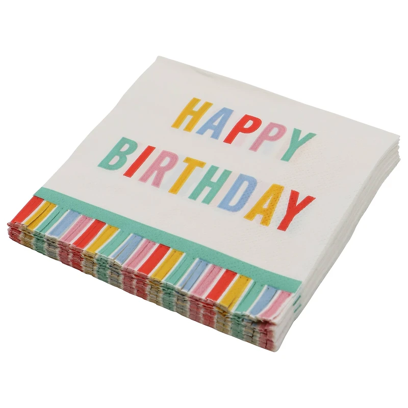 Happy Birthday Stripes Beverage Napkins, 20ct. by Celebrate It™