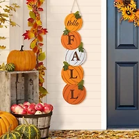 Glitzhome® 41.75" Fall and Christmas Double-Sided Wooden Pumpkin and Ornament Porch Sign