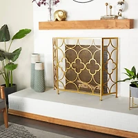 Gold Metal Contemporary Fireplace Screen, 35" x 50" x 1"