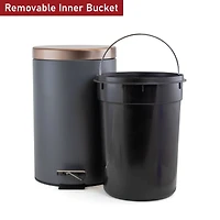 Elama Liter Stylish Grey and Copper Soft Pedal Trash Bin