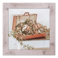 Suitcase Hydrangeas 16" x 16" Western White Framed Print