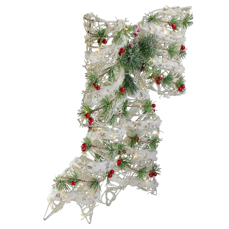 20" White Rattan Berry & Pinecone Christmas Bow