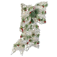 20" White Rattan Berry & Pinecone Christmas Bow