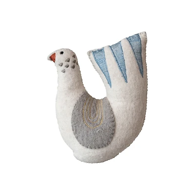 Hello Honey® 9.5" Handmade Wool Felt Dove Shaped Tree Topper with Metallic Gold Thread Embroidery