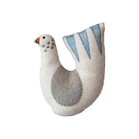 Hello Honey® 9.5" Handmade Wool Felt Dove Shaped Tree Topper with Metallic Gold Thread Embroidery