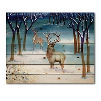 Designart - Winter Landscape With Deers