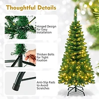 Costway 4.5ft Pre-Lit Hinged Pencil Christmas Tree, Warm White LED Lights