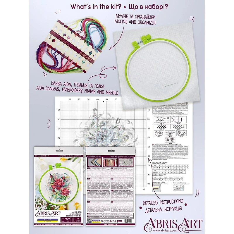 Abris Art Spring Roses Counted Cross Stitch Kit