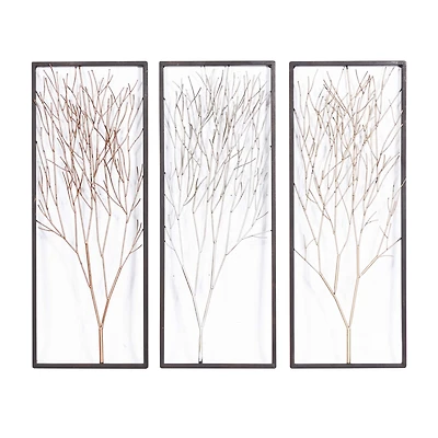32" Black Metal Modern Floral Wall Décor Set