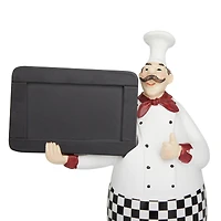 Polystone Chef with Horizontal Chalkboard Sign Set