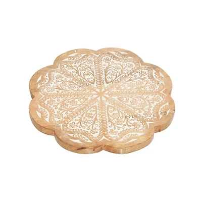 Brown Wood Farmhouse Lazy Susan Cake Stand, 2" x 15" x 15"