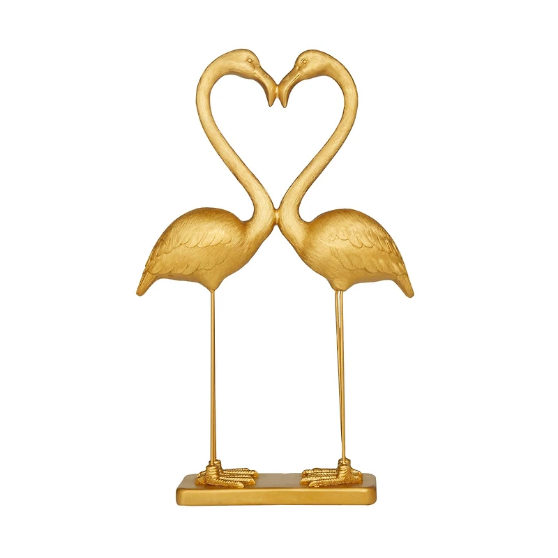 Gold Resin Eclectic Flamingo Sculpture 24" x 15" x 5"
