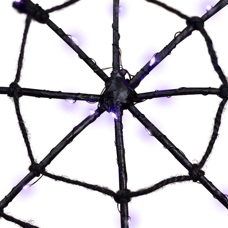 16" Lighted Purple LED Spiderweb Halloween Decoration