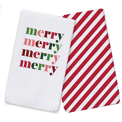 Colorful Merry Tea Towels - Set of 2