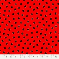 Fabric Editions Red Paw Print Cotton Fabric