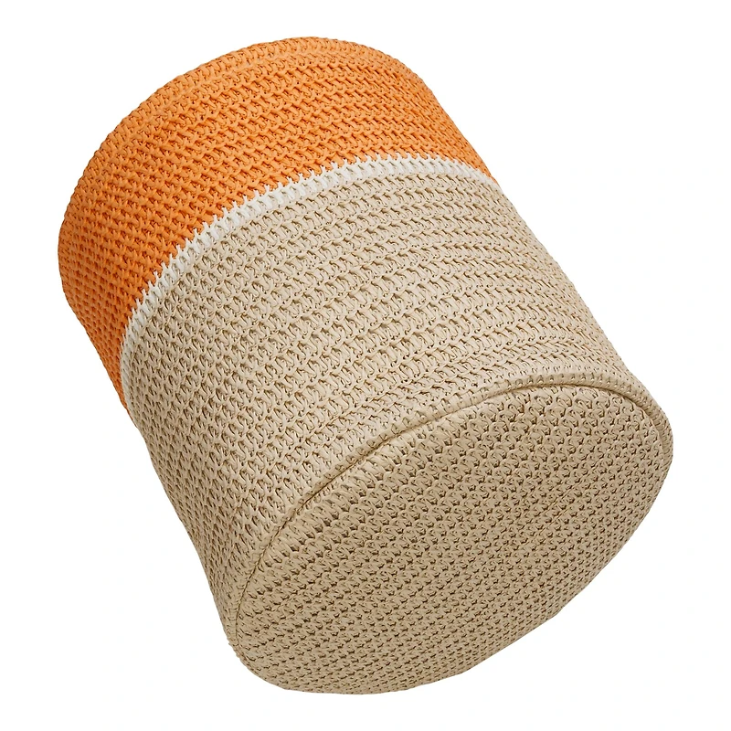 Honey Can Do Orange & Beige Paper Straw Nesting Baskets with Handles Set