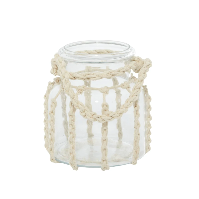 White Glass Coastal Lantern, 6" x 6" x 6"