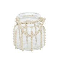 White Glass Coastal Lantern, 6" x 6" x 6"