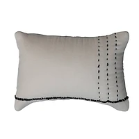 Hello Honey® Cream & Gray Embroidery Cotton Lumbar Pillow