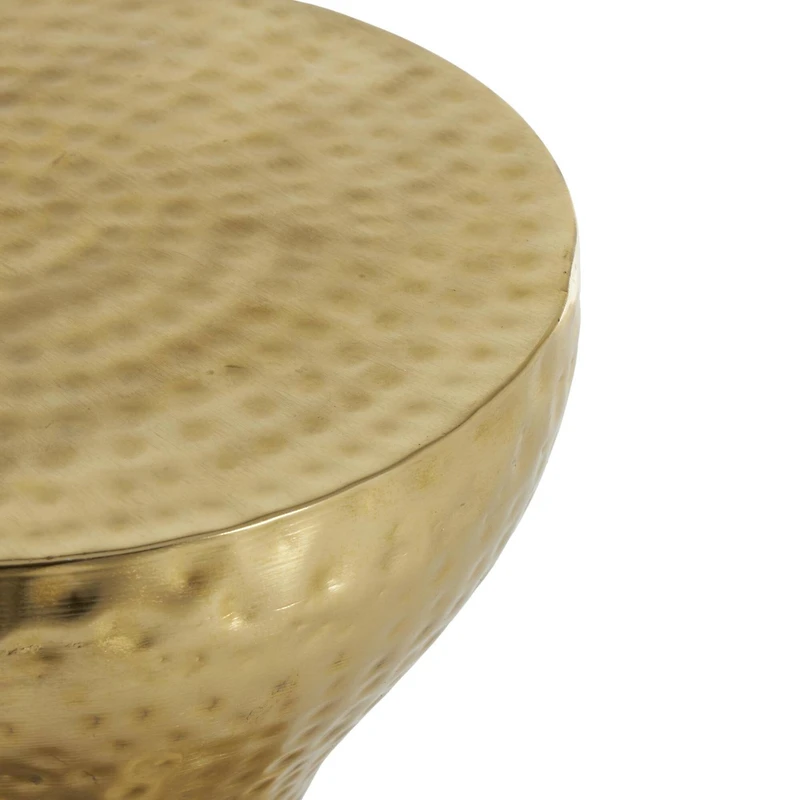 18.5" Gold Metal Hammered Accent Table with Hourglass Shape