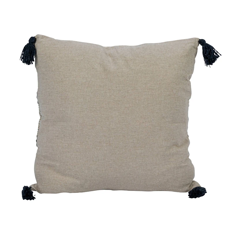 Hello Honey® Hand-Embroidered Stripes Cotton & Linen Blend Pillow with Tassels
