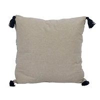 Hello Honey® Hand-Embroidered Stripes Cotton & Linen Blend Pillow with Tassels