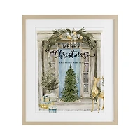 Stupell Industries Merry Christmas Door & Tree Framed Print Under Glass Wall Art