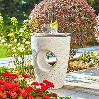 Glitzhome® 18" Multi-Functional White Terrazzo Garden Stool