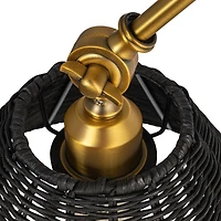 Hello Honey® 28.9" Adjustable Antique Brass Finish Wall Sconce with Black Rattan Shade