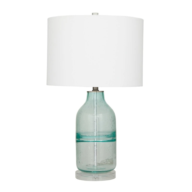Teal Glass Table Lamp Set of 2 16", 25"