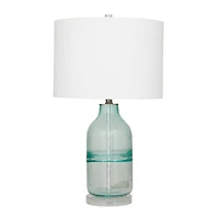 Teal Glass Table Lamp Set of 2 16", 25"