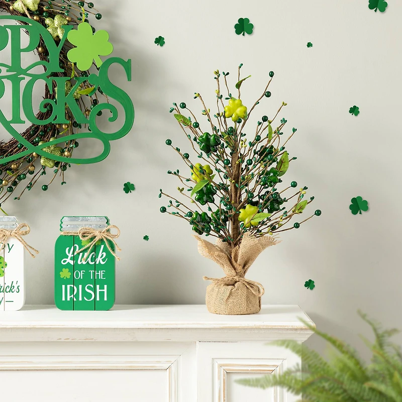 Glitzhome® 18" St Patrick's Shamrock and Berry Table Tree