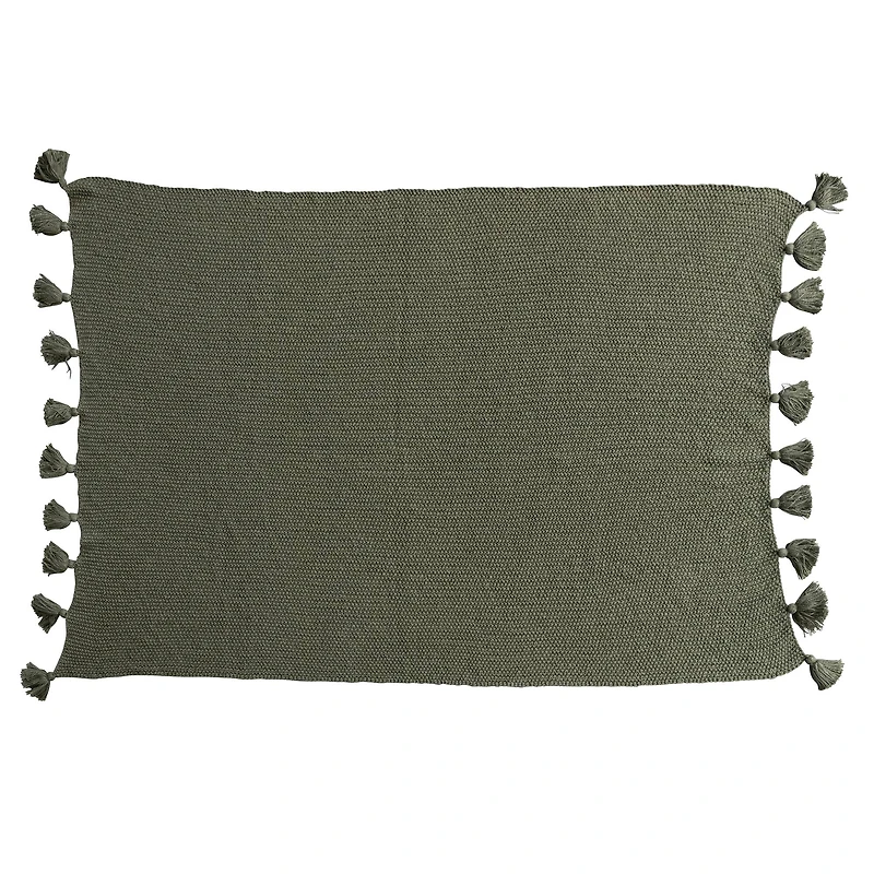Hello Honey® Olive Green Knit Throw Blanket with Tassels