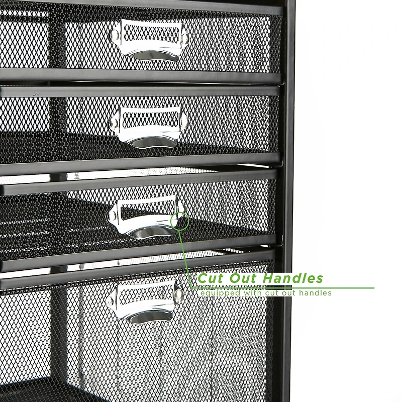 Mind Reader Black 5-Drawer Rolling File Cabinet