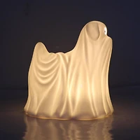 6.75" White Ghost Dog Pre-Lit Ceramic Tabletop Décor by Ashland®
