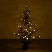 4ft. Pre-Lit LED Halloween Black Twig Artificial Fall Tree in Burlap Planter