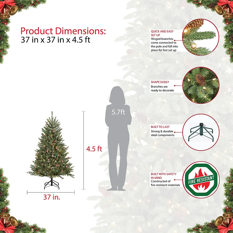 4.5ft. Pre-Lit Fraser Fir Artificial Christmas Tree