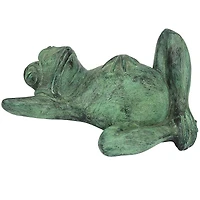 Design Toscano 12" Spitting Lazy Frog Emerald Verde Cast Bronze Garden Statue