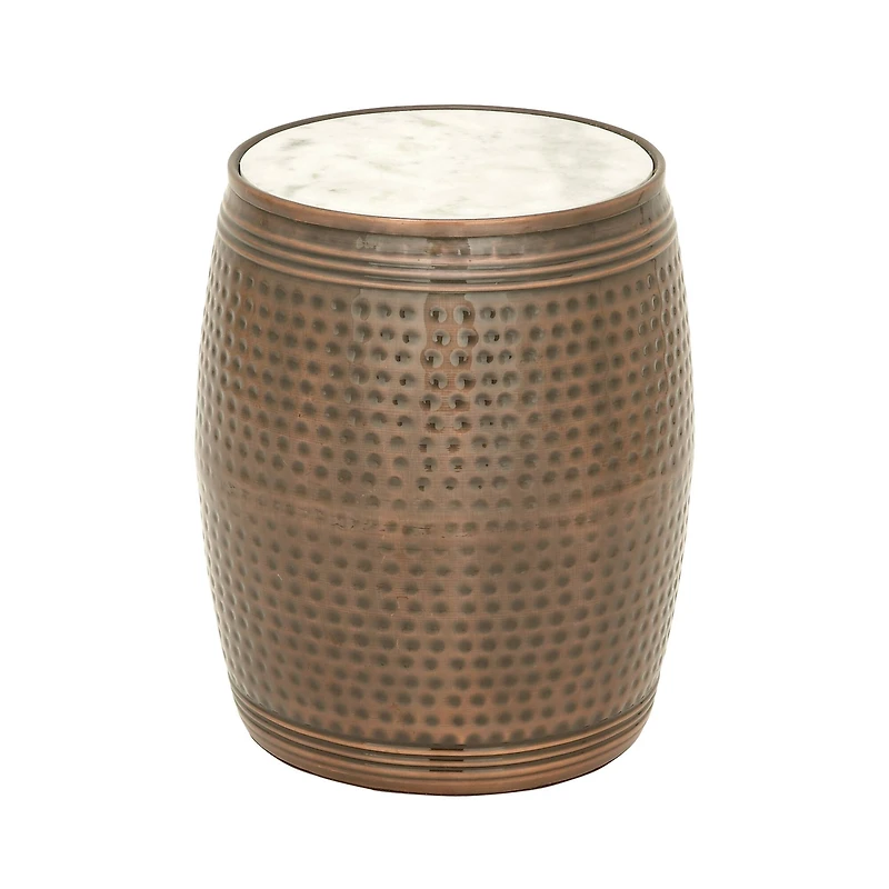 Brown Iron & Marble Industrial Accent Table